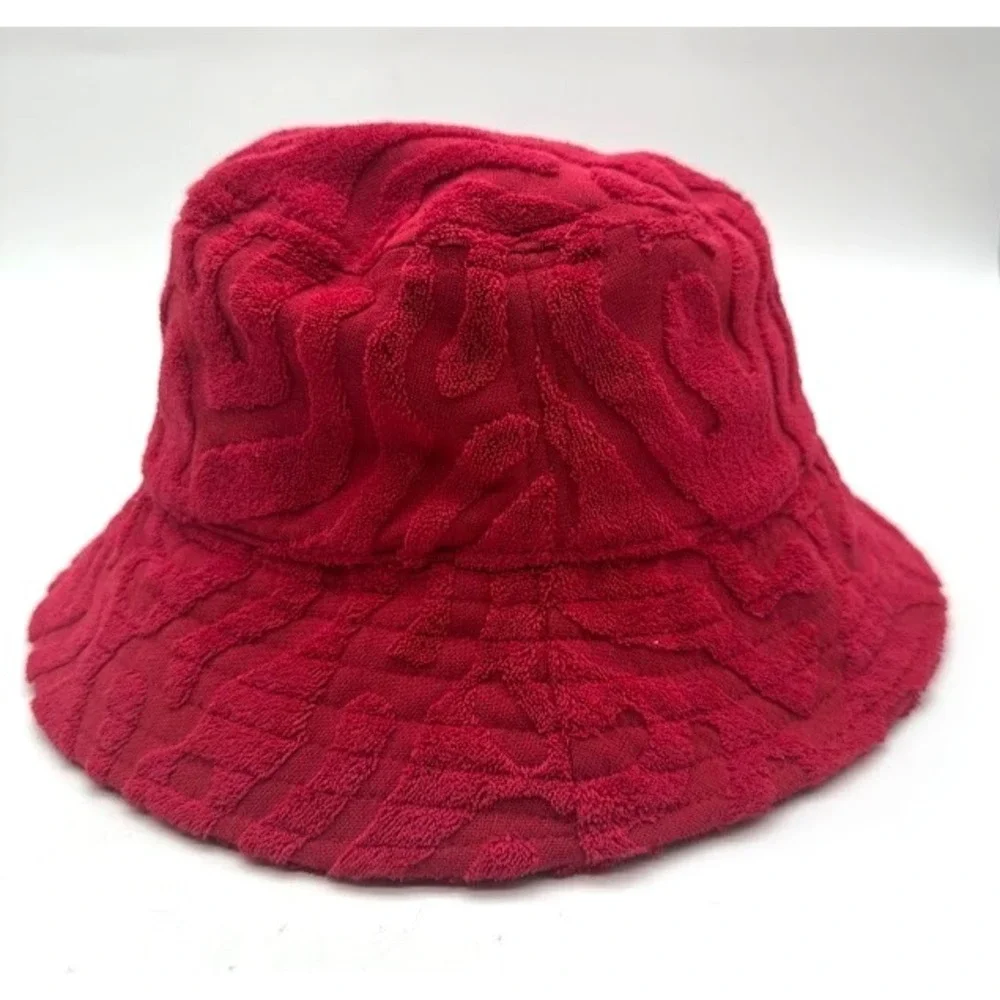 Keith Haring x H&M Red Terry Bucket Hat Size M/58 Textured Jacquard Unisex